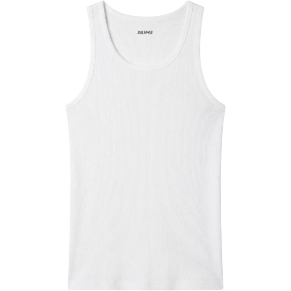 Skims Mens Rib Tank Set of 2 White Cotton Blend Ribbed Undershirts XS